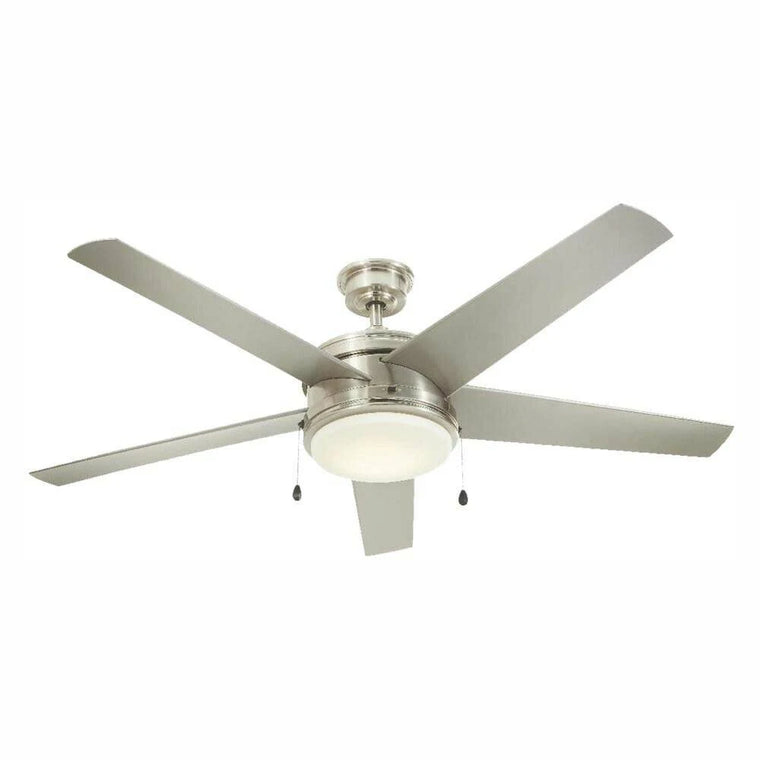 60-Inch Portwood LED Ceiling Fan by Home Decorators, Brushed Nickel Finish for Indoor or Outdoor Use