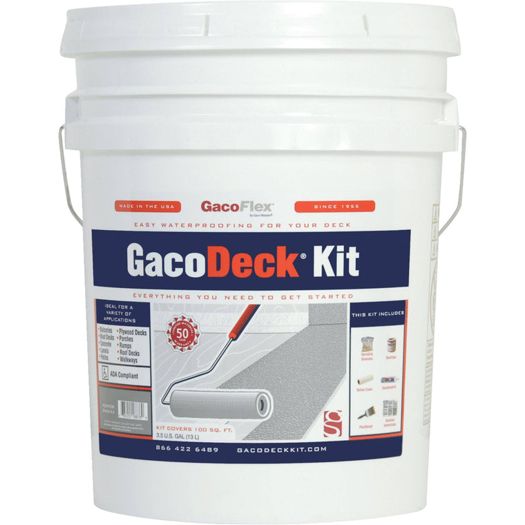 Gacodeck Gacoflex Pewter Deck Coating, Water-Based Solid Finish, 3.5 Gal.
